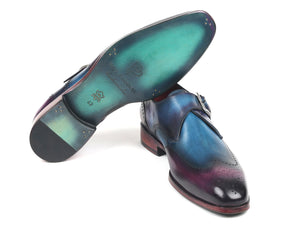 Paul Parkman Single Monkstraps Blue & Purple - Dudes Boutique