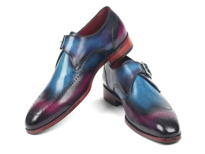 Paul Parkman Single Monkstraps Blue & Purple - Dudes Boutique