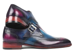 Paul Parkman Single Monkstraps Blue & Purple - Dudes Boutique