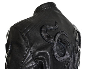Kashani Orion Stingray/Calf/Gator Leather Biker Jacket - Dudes Boutique