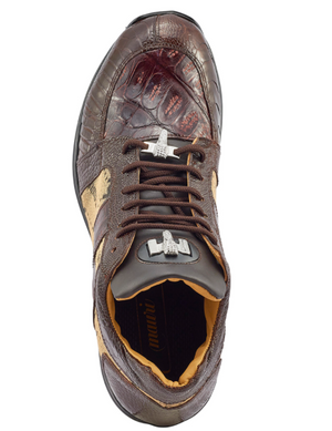 Mauri Men's '8425' Rust Brown Baby Crocodile/ Ostrich Leg Sneakers - Dudes Boutique