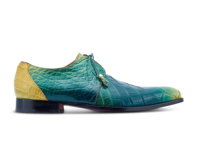 Mauri 4851 Multi Green Alligator Body Lace Up Dress Shoes - Dudes Boutique