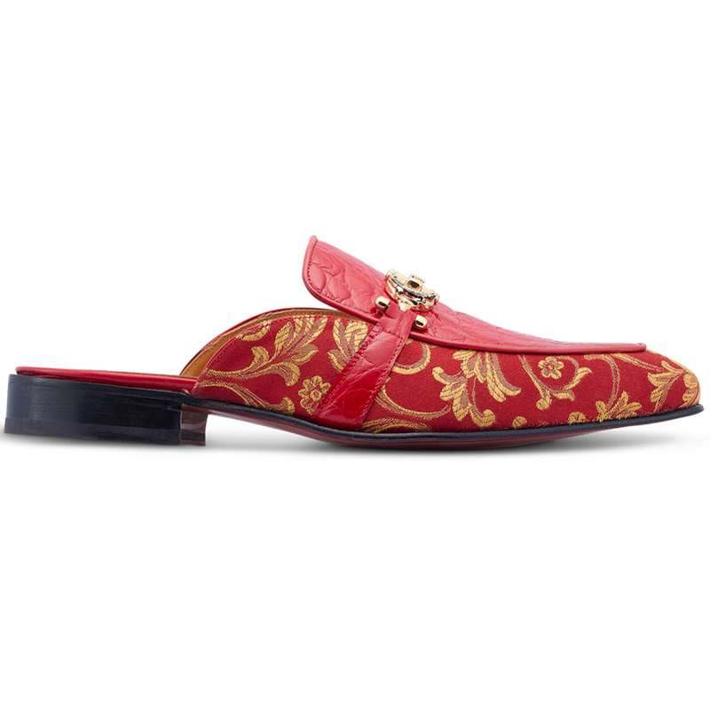 Mauri 4976 'Bermuda' Red/Gold Alligator + Fabric Sandal - Dudes Boutique