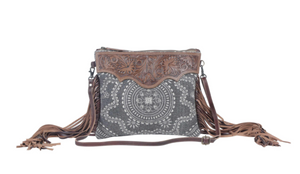 MYRA Women's MONOCHROMATIC MOTIF HAND-TOOLED BAG - Dudes Boutique