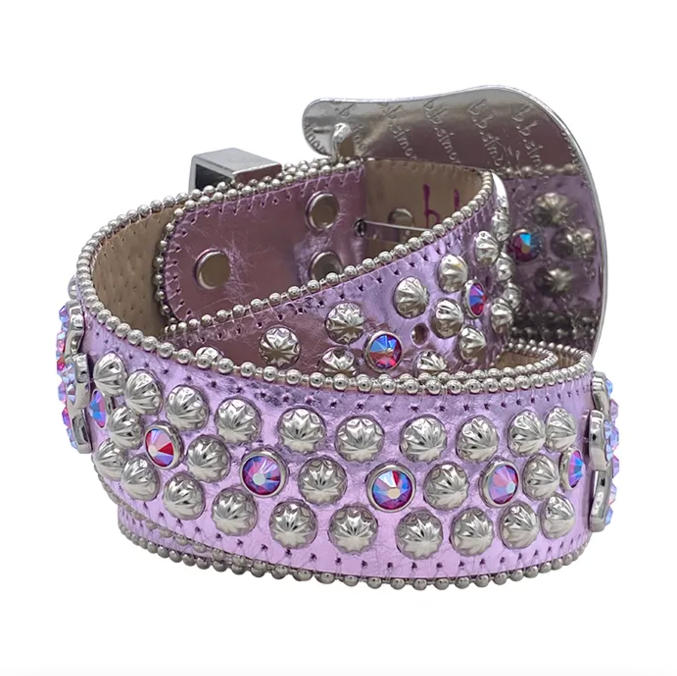 b.b. Simon Safa Western ā Light Metallic Pink Crystal Belt - Dudes Boutique