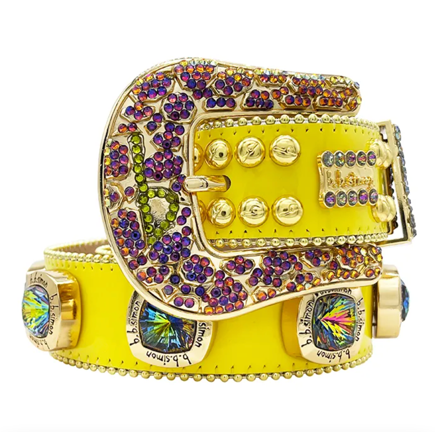 b.b. Simon Triple ābā Champion ā Yellow Volcano Crystal Belt - Dudes Boutique