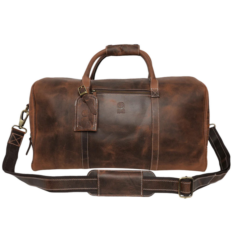 RusticTown Sasha Carry On Leather Duffle Bag (Mulberry) - Dudes Boutique