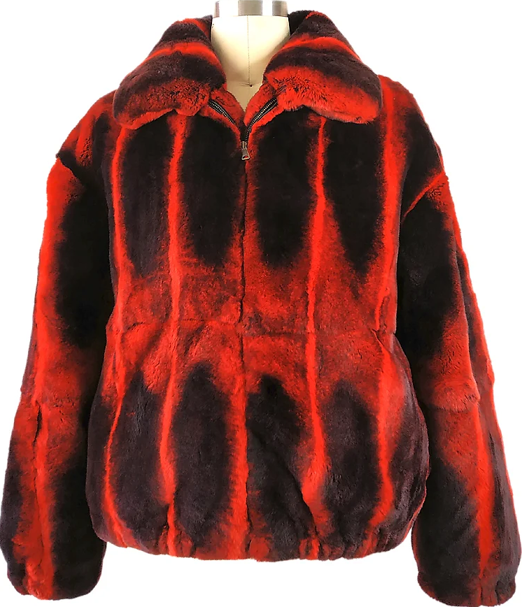 Kashani Red Rex Rabbit Chinchilla Fur Coat - Dudes Boutique