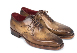 Paul Parkman Goodyear Welted Men's Wingtip Oxfords Antique Olive - Dudes Boutique