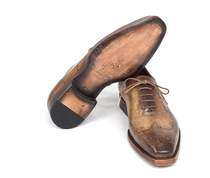 Paul Parkman Goodyear Welted Men's Wingtip Oxfords Antique Olive - Dudes Boutique