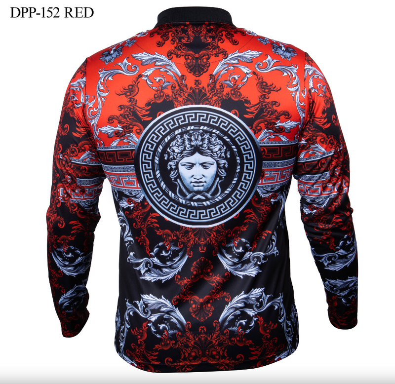 Prestige Red/Black Greek Key Long Sleeve Shirt - Dudes Boutique
