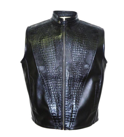 G-Gator - 908 Black Lambskin/Alligator Vest - Dudes Boutique