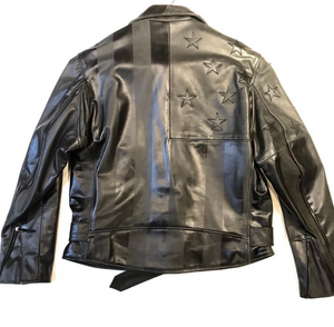 Kashani Black American Flag Lambskin Biker Jacket - Dudes Boutique