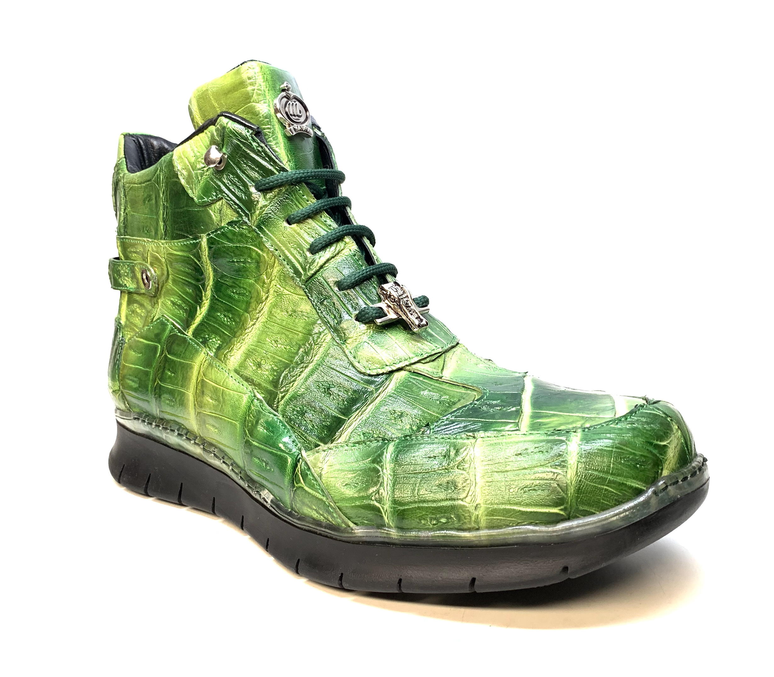 Mauri 8567 Multi Green Crocodile Hightop Sneakers - Dudes Boutique