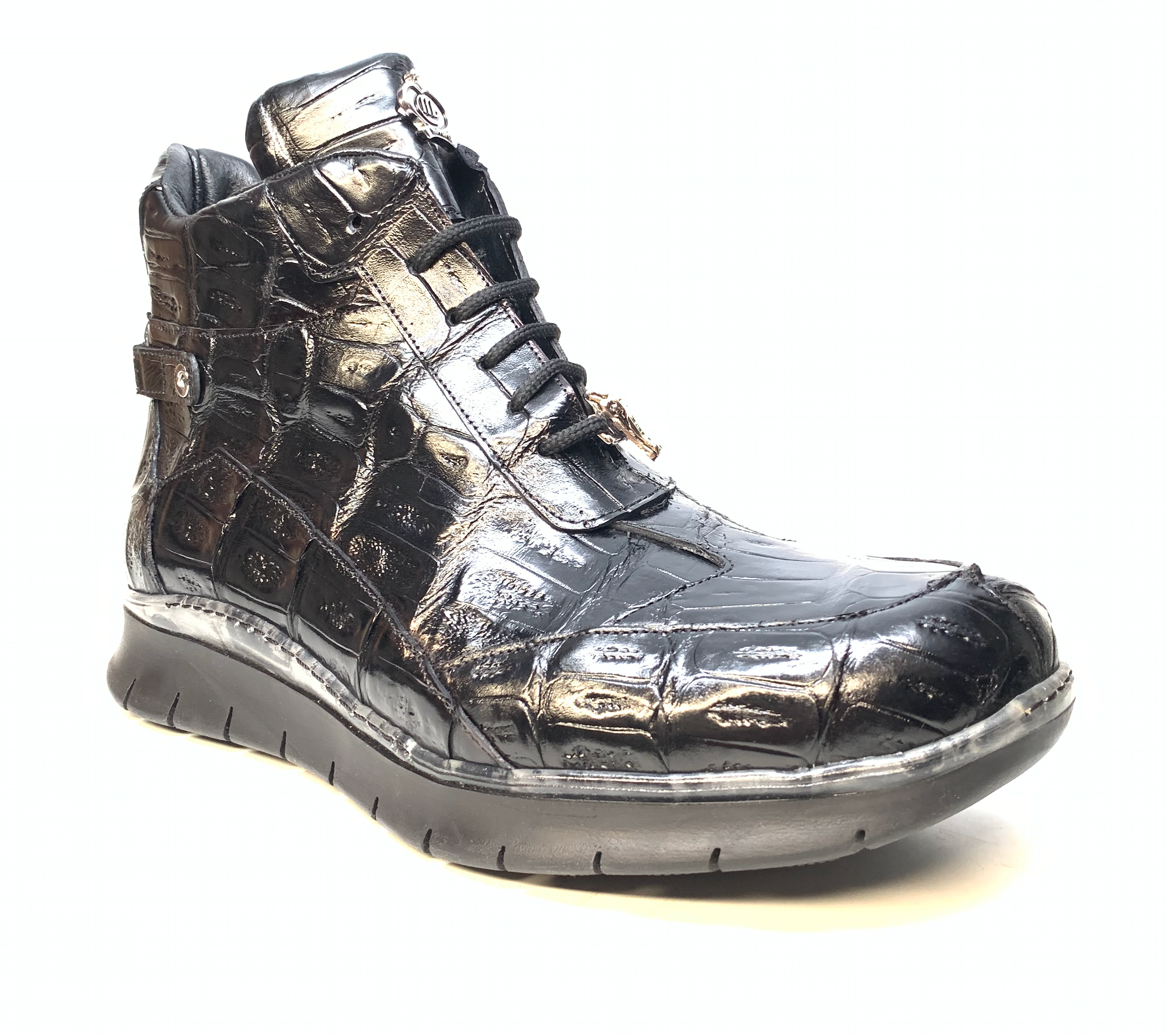 Mauri 8567 Black Crocodile Hightop Sneakers - Dudes Boutique