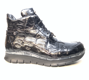 Mauri 8567 Black Crocodile Hightop Sneakers - Dudes Boutique