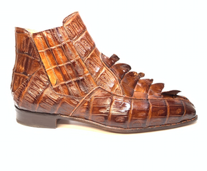 Mauri 4880 Cognac Genuine Baby Crocodile / Hornback Tail Hand Painted Boots - Dudes Boutique