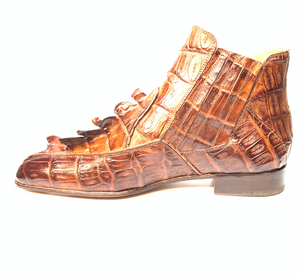 Mauri 4880 Cognac Genuine Baby Crocodile / Hornback Tail Hand Painted Boots - Dudes Boutique