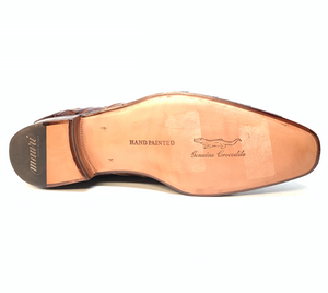 Mauri 4880 Cognac Genuine Baby Crocodile / Hornback Tail Hand Painted Boots - Dudes Boutique