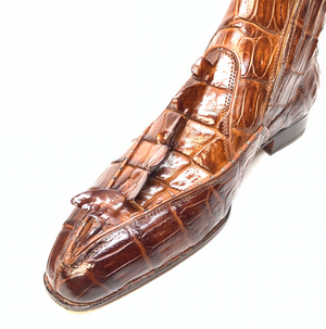 Mauri 4880 Cognac Genuine Baby Crocodile / Hornback Tail Hand Painted Boots - Dudes Boutique