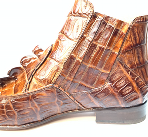 Mauri 4880 Cognac Genuine Baby Crocodile / Hornback Tail Hand Painted Boots - Dudes Boutique