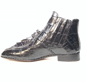 Mauri 4880 Charcoal Grey Genuine Baby Crocodile / Hornback Tail Hand Painted Boots - Dudes Boutique