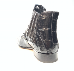 Mauri 4880 Charcoal Grey Genuine Baby Crocodile / Hornback Tail Hand Painted Boots - Dudes Boutique