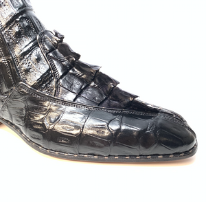 Mauri 4880 Charcoal Grey Genuine Baby Crocodile / Hornback Tail Hand Painted Boots - Dudes Boutique