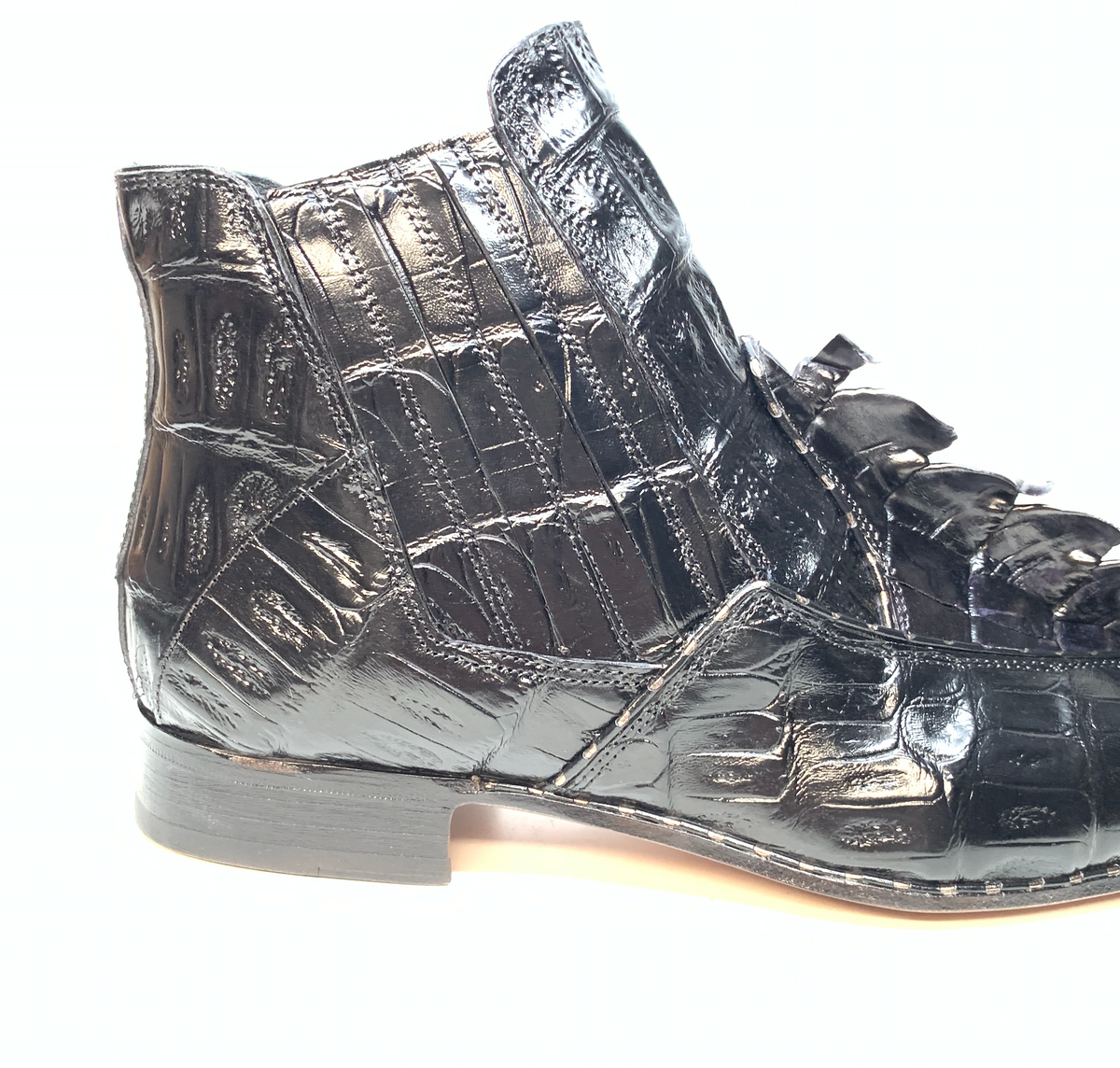 Mauri 4880 Charcoal Grey Genuine Baby Crocodile / Hornback Tail Hand Painted Boots - Dudes Boutique