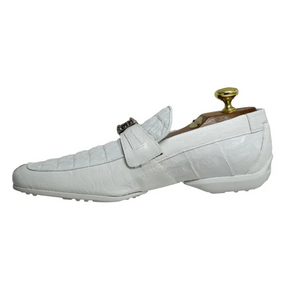 Mauri -"9118" White Crocodile Hornback Loafer - Dudes Boutique