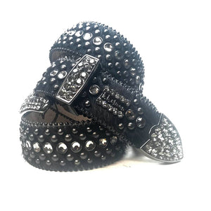 b.b. Simon Fully Loaded 'Midnight Black' Pony Crystal Belt - Dudes Boutique