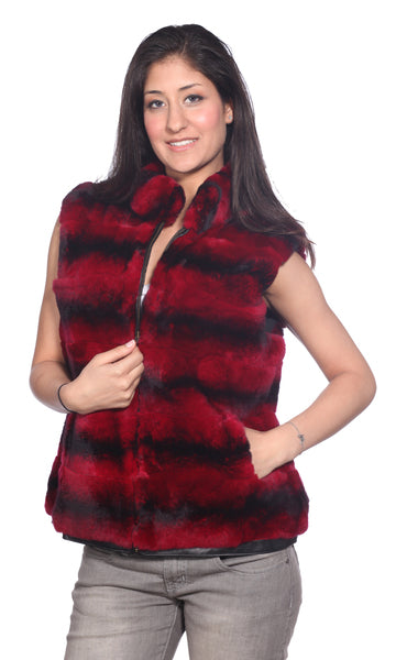 Wilda Leather Lexington Red Rex Rabbit Fur Vest - Dudes Boutique