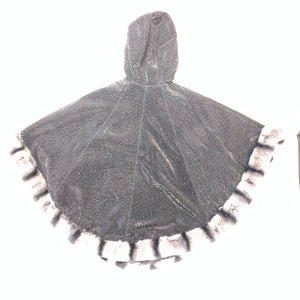 Barya NewYork Ladies Rex Rabbit Chinchila Reversible Zipper Poncho - Dudes Boutique