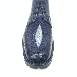 Los Altos Navy Blue Stingray Lizard Lace Up Ankle Boots - Dudes Boutique