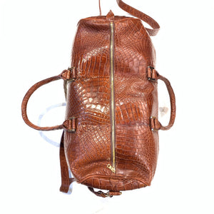 Kashani Cognac Full Alligator Body Duffle Bag - Dudes Boutique