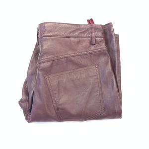 Kashani Men's Burgundy Lambskin Straight Cut Leather Pants - Dudes Boutique