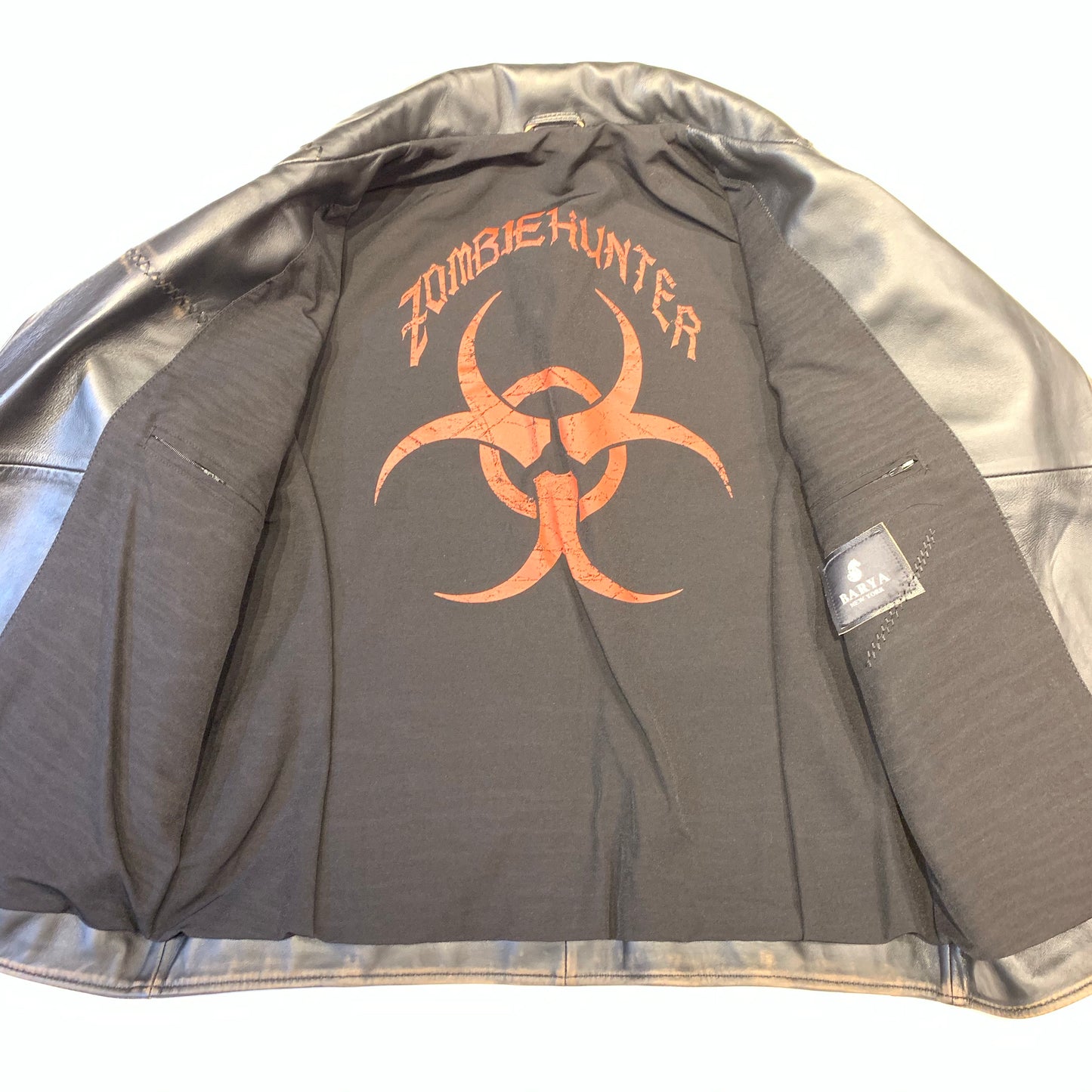 Barya NewYork Caution Patched Lambskin Biker Jacket - Dudes Boutique