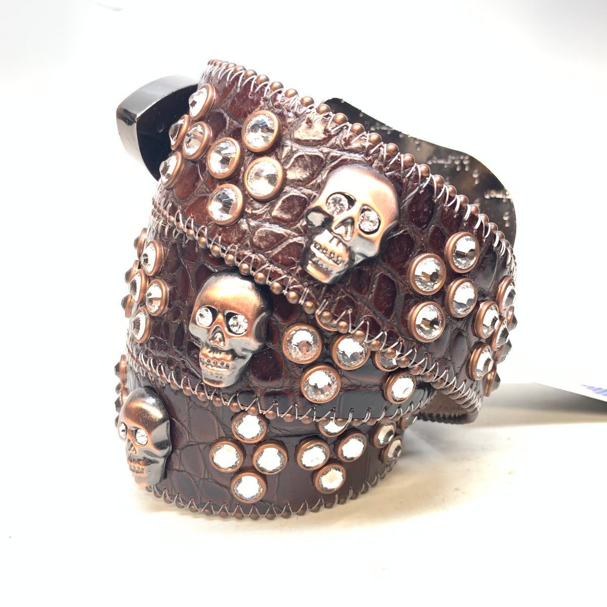 b.b. Simon Chocolate Skull Fully Loaded Crystal Belt - Dudes Boutique
