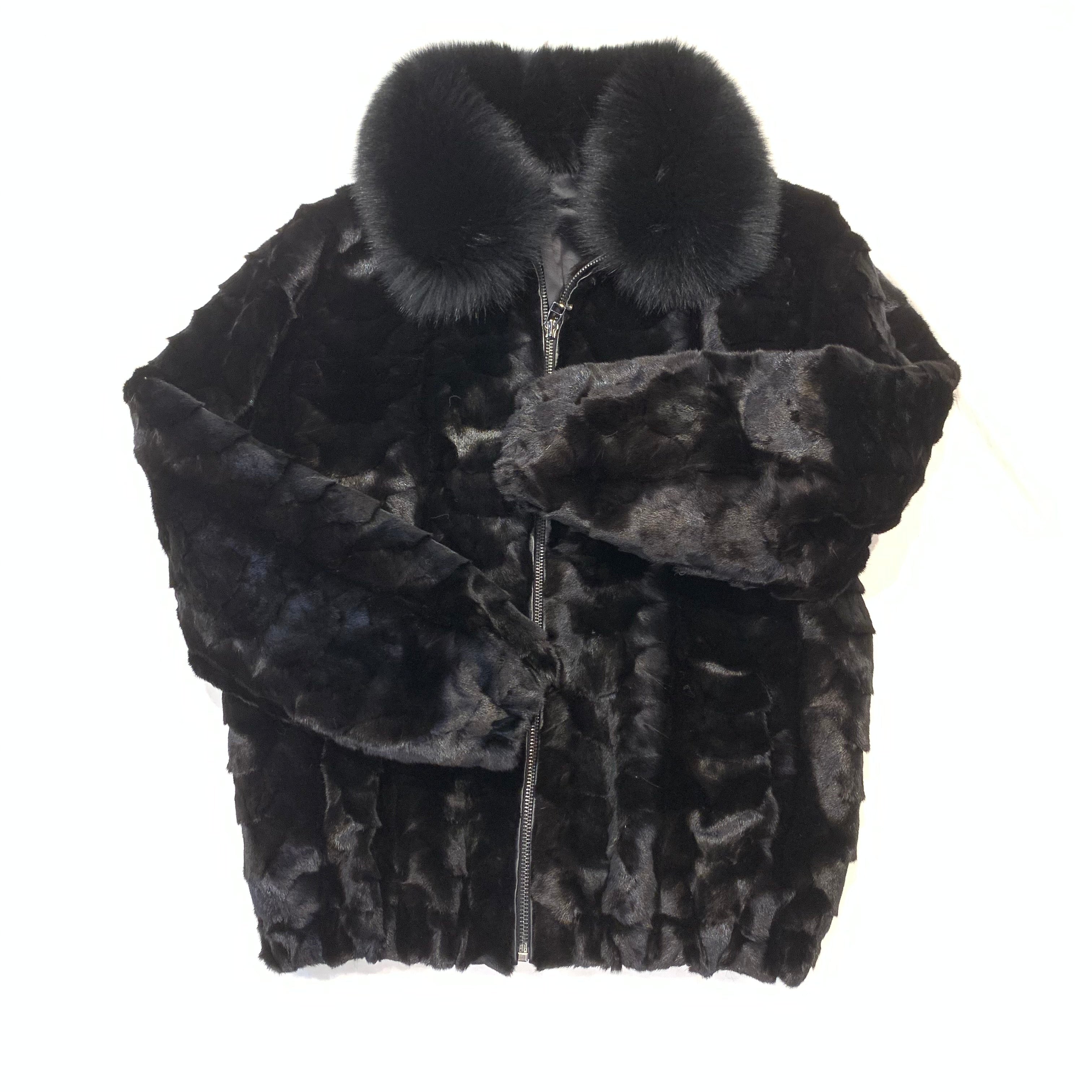Kashani Midnight Black Diamond Cut Mink Fur Coat - Dudes Boutique