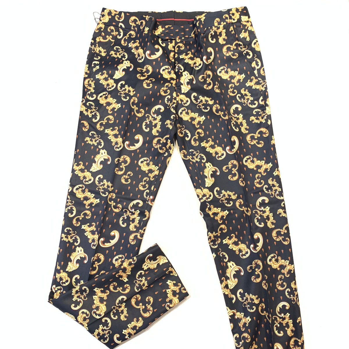 Barabas Black Gold Royal Print Dress Pants - Dudes Boutique