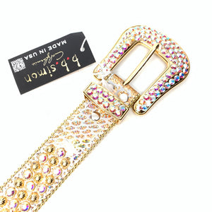 b.b. Simon Golden Scale Fully Loaded Crystal Belt - Dudes Boutique