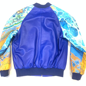 Kashani Men's Two Tone Ocean Blue Lambskin Varsity Jacket - Dudes Boutique