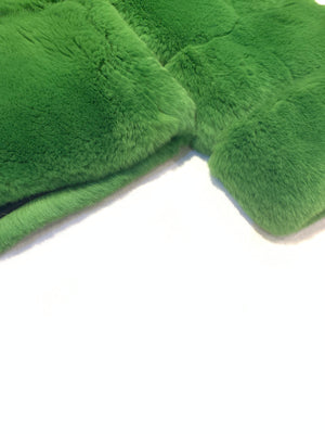 Barya NewYork Ladies Cim Yesil Green Rex Rabbit Fur Coat - Dudes Boutique