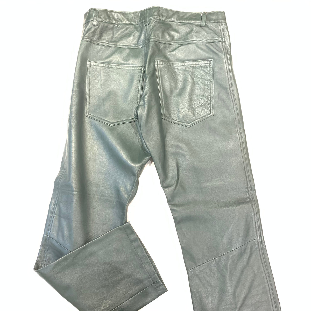 Kashani Men's Olive Green Lambskin Straight Cut Leather Pants - Dudes Boutique