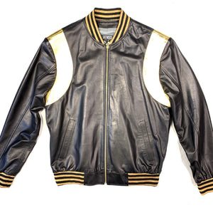 Kashani Black Gold Lambskin MA-1 Bomber Jacket - Dudes Boutique