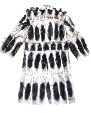 Kashani Men's Full Length Rex Rabbit Chinchilla Trench Fur Coat - Dudes Boutique