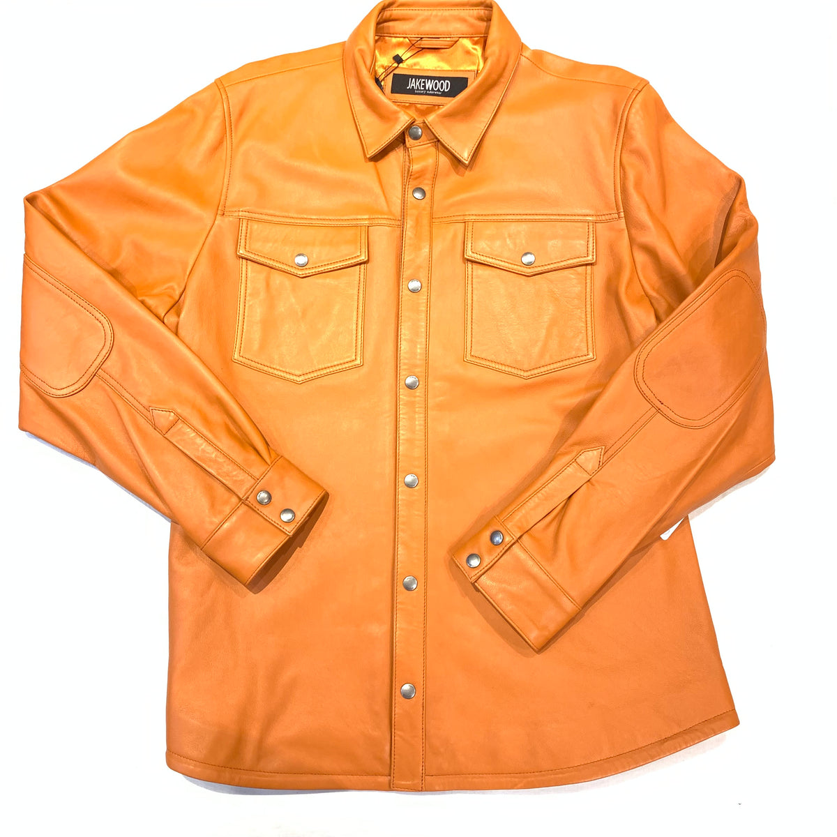 Kashani Men's Tangerine Lambskin Button-Up Shirt - Dudes Boutique