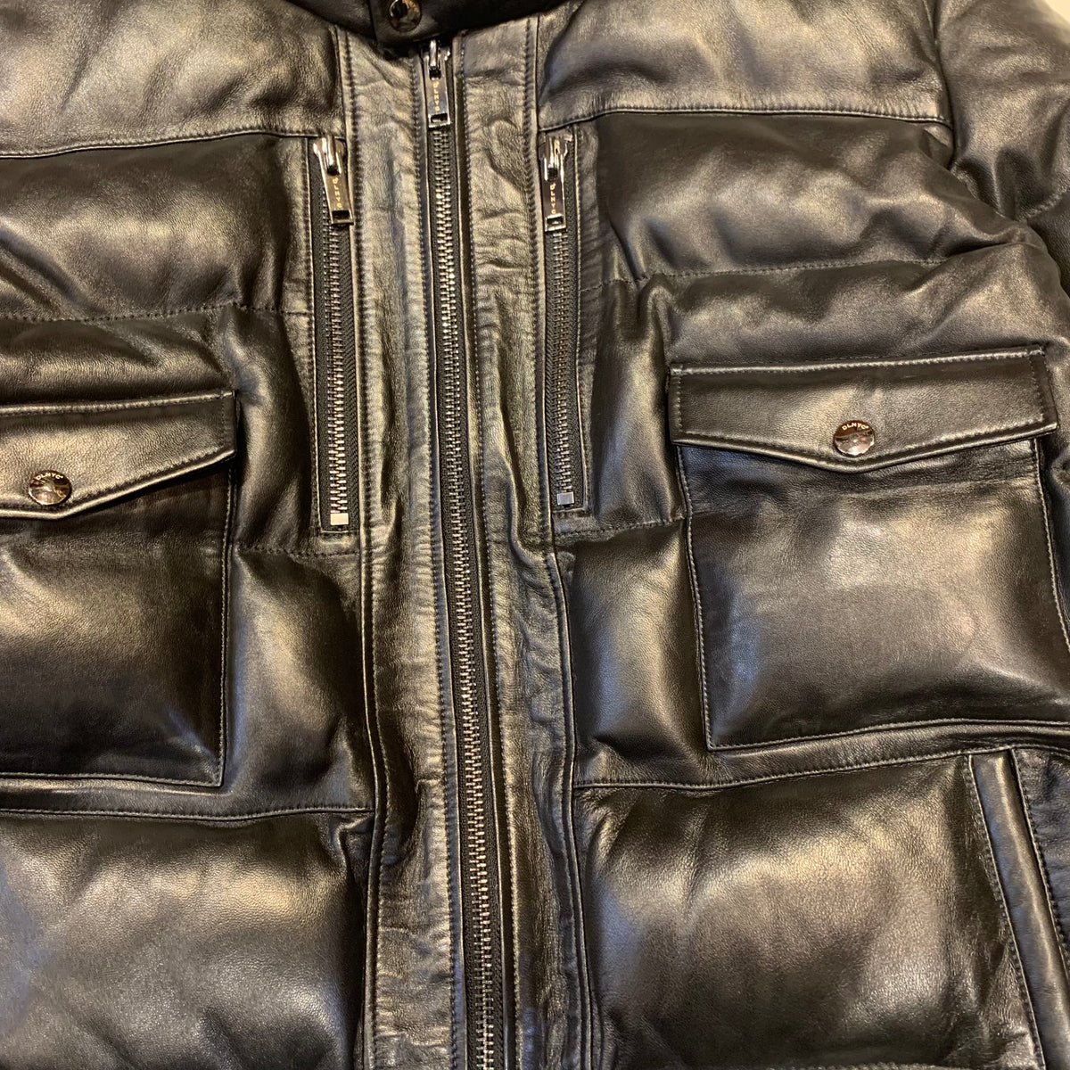 Daniels Leather Black Lambskin Quilted Puffer Bomber Jacket - Dudes Boutique