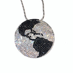b.b. Simon Black & Silver Globe Fully Loaded Swarovski Crystal Necklace - Dudes Boutique