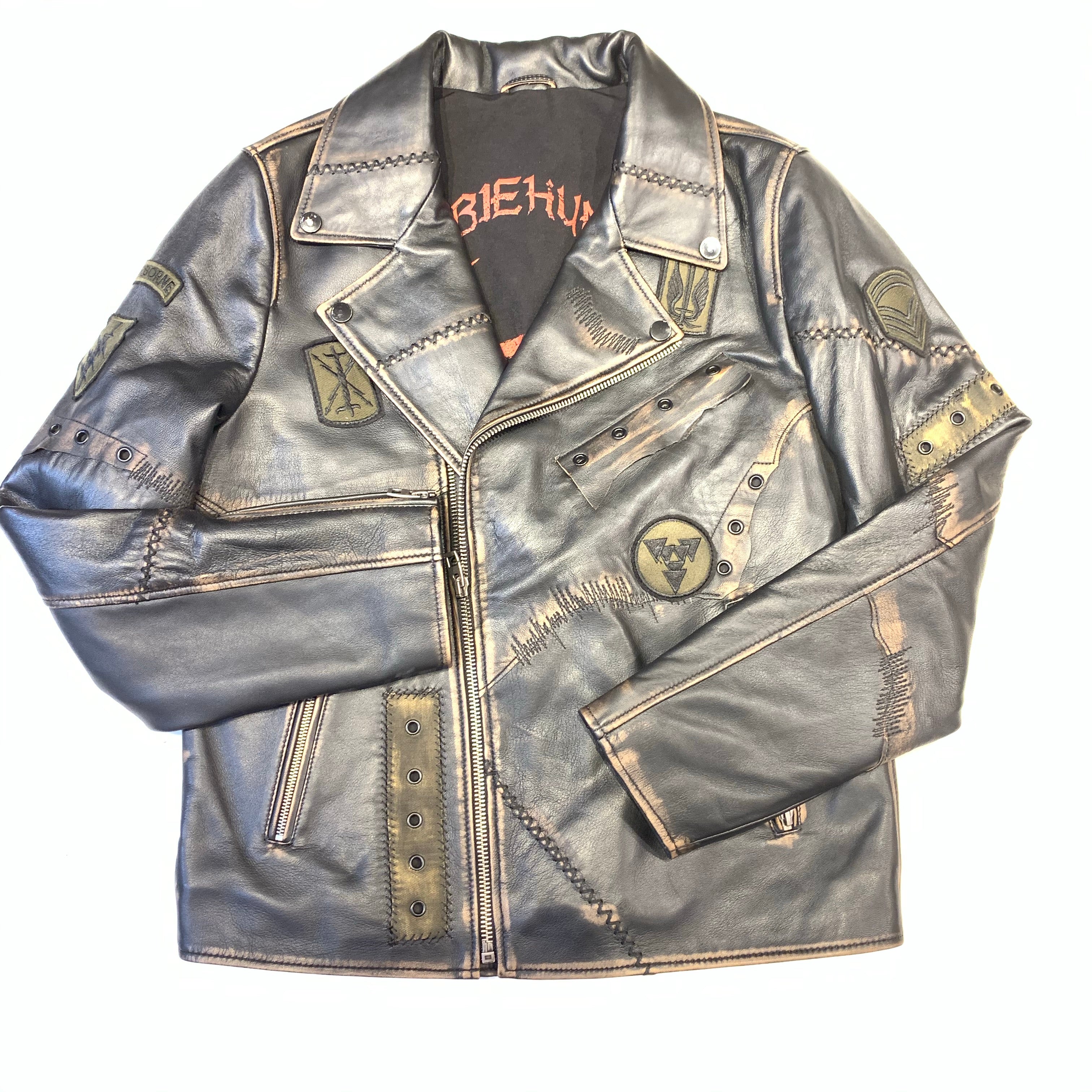 Barya NewYork Caution Patched Lambskin Biker Jacket - Dudes Boutique